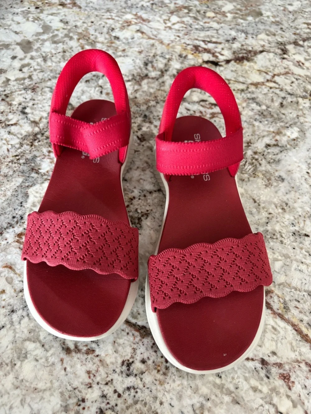 Skechers Slip-ins Women's Red Knit and Hook-and-Loop Sport Sandals - Picture 2 of 8